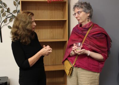 Two guests in conversation at the reception